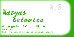 matyas belovics business card