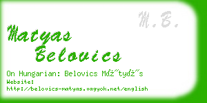 matyas belovics business card
